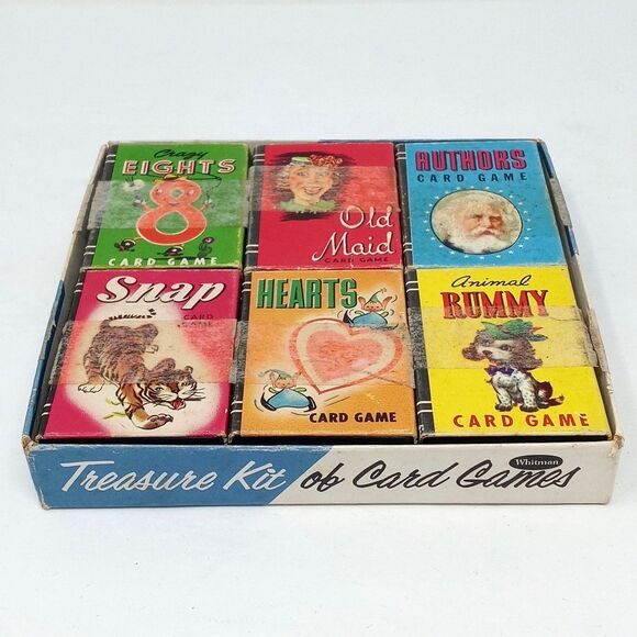 Vintage Whitman Treasure Kit Set of 6 Miniature Card Games Rummy Crazy Eights - Picture 6 of 13